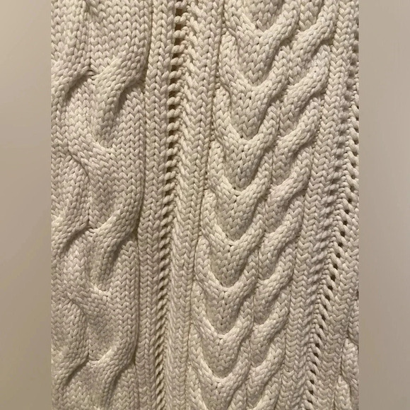 Talbots Women’s Pointelle Cable Knit Cotton Chunky Sweater Ivory WM’s Small NWOT - Picture 4 of 14